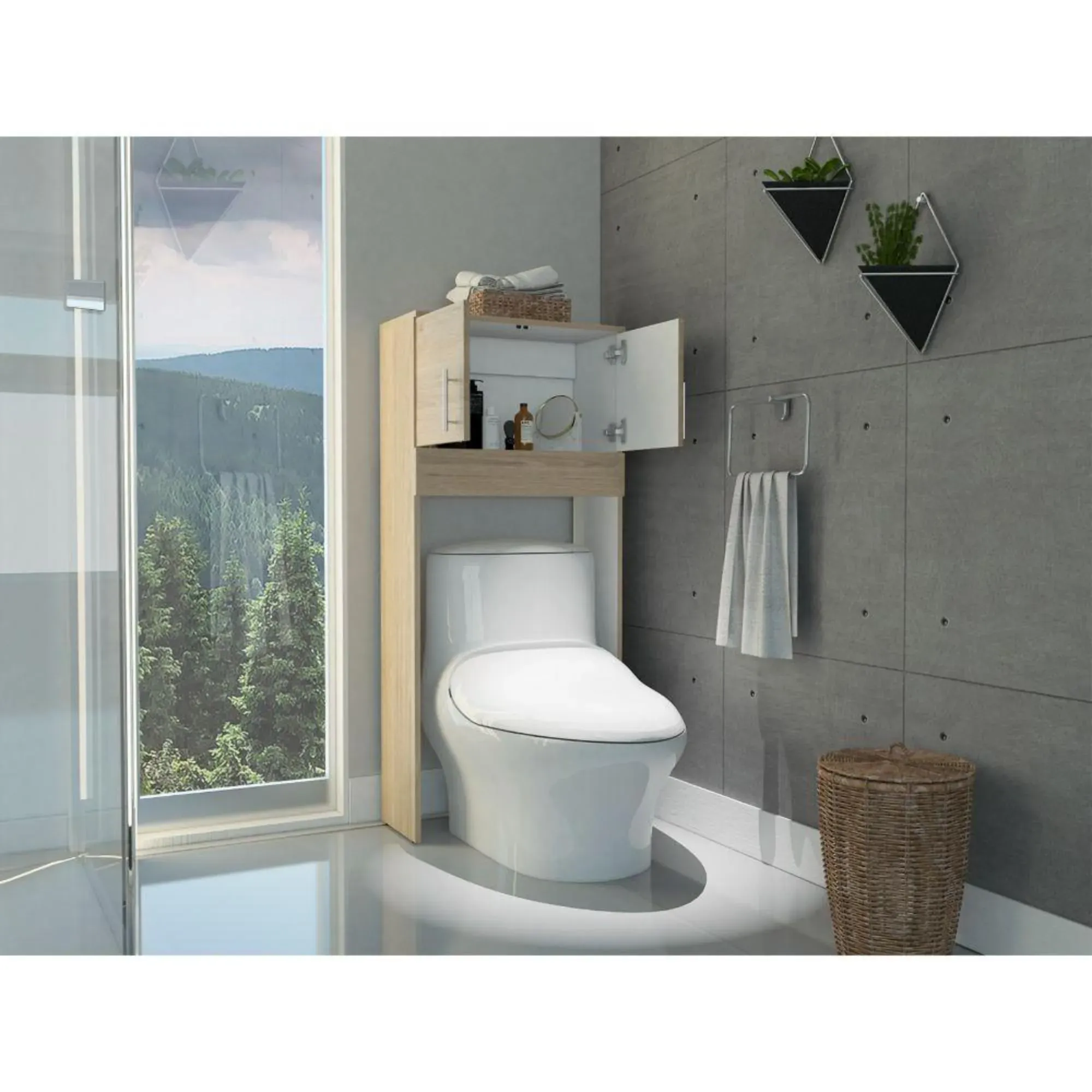 Gabinete De Baño Aqua 6, Beige y Blanco, Con Dos Puertas Para Su Almacenamiento