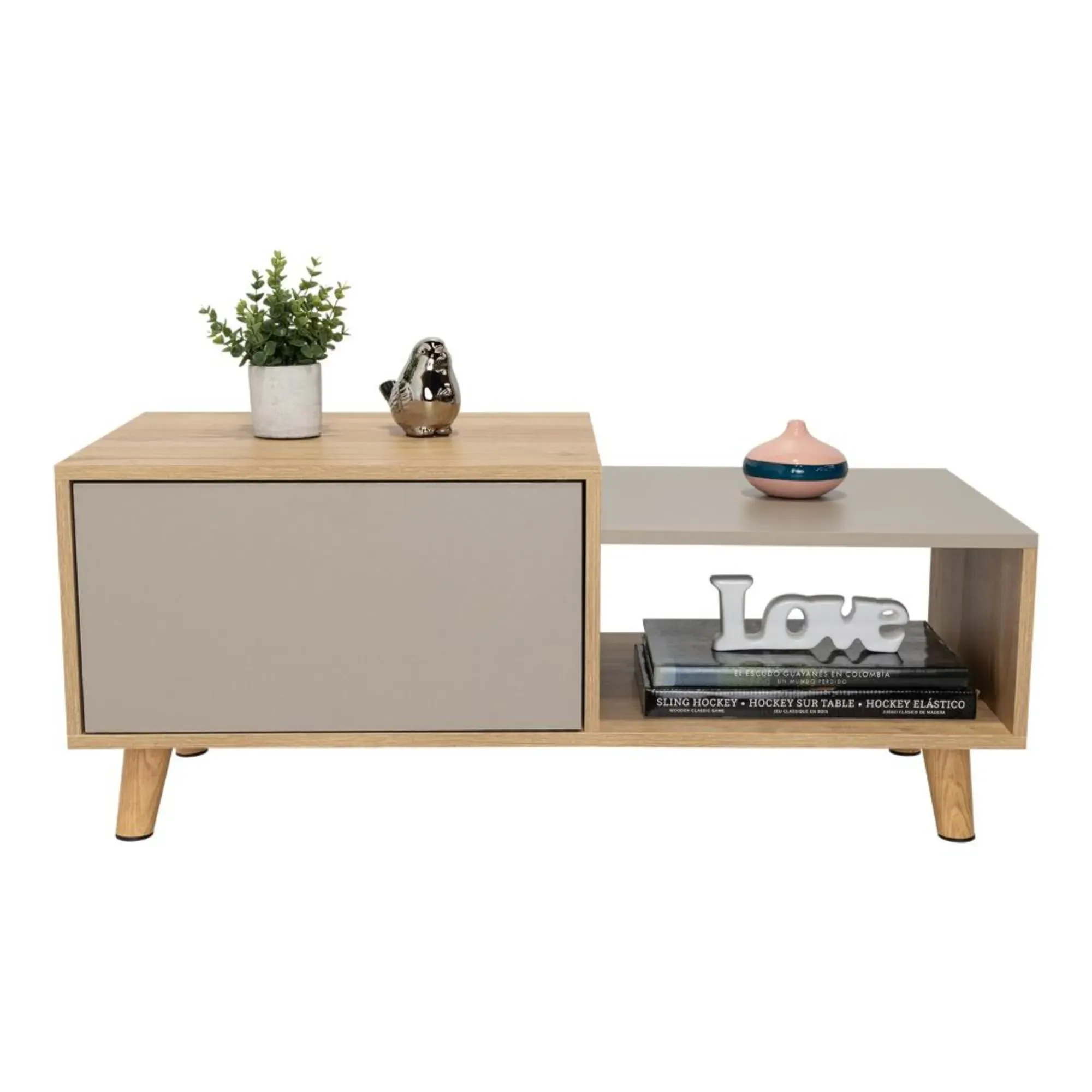 Mesa De Centro Trueno, Café Claro y Cocoa, Con Amplio Espacio Ideal Para Ubicar Decoraciones