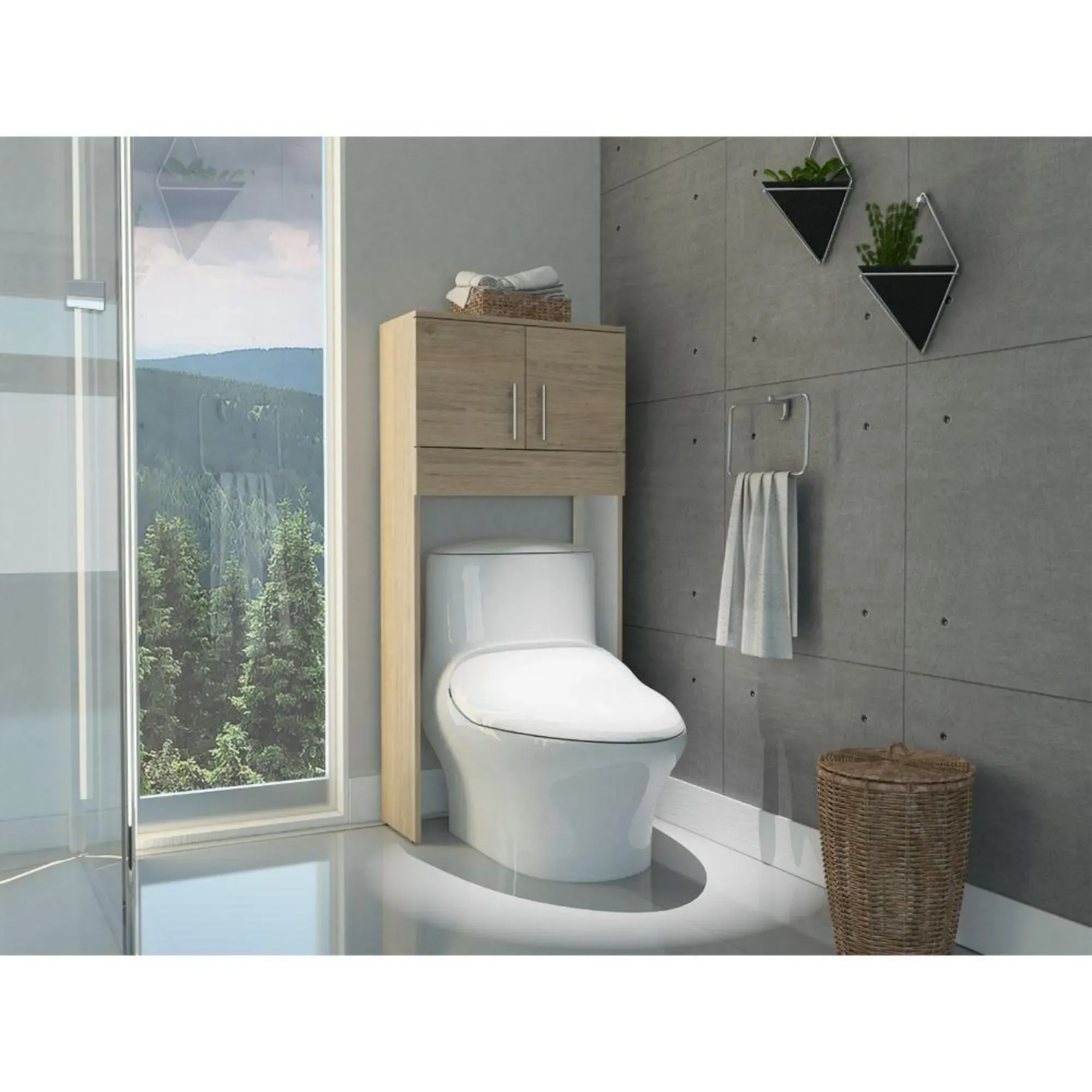 Gabinete De Baño Aqua 6, Beige y Blanco, Con Dos Puertas Para Su Almacenamiento