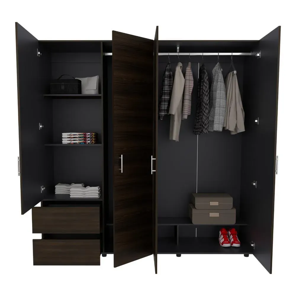 Closet Light 200, Nogal Y Wengue, Con Amplios Espacios De Almacenamiento