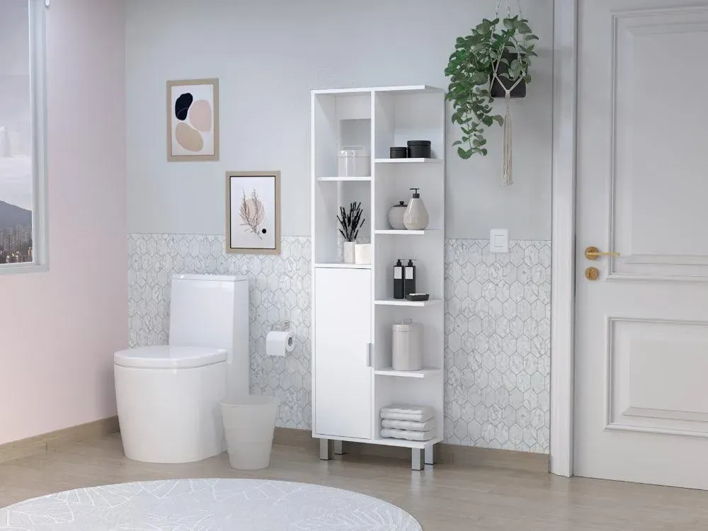 Mueble De Baño Tani, Blanco, Con Puerta Abatible y Diseño Moderno ZF