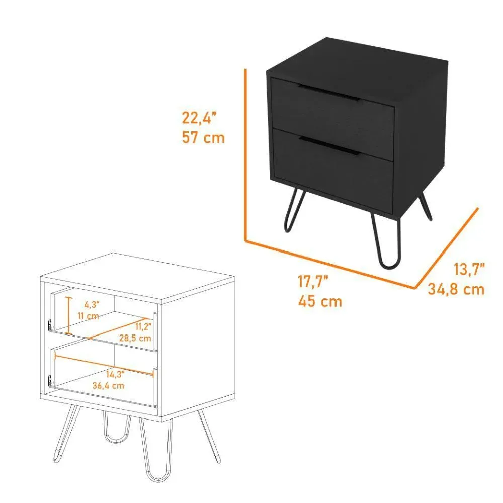 Mesa De Noche Ali, Wengue con Dos Cajoneras ZF