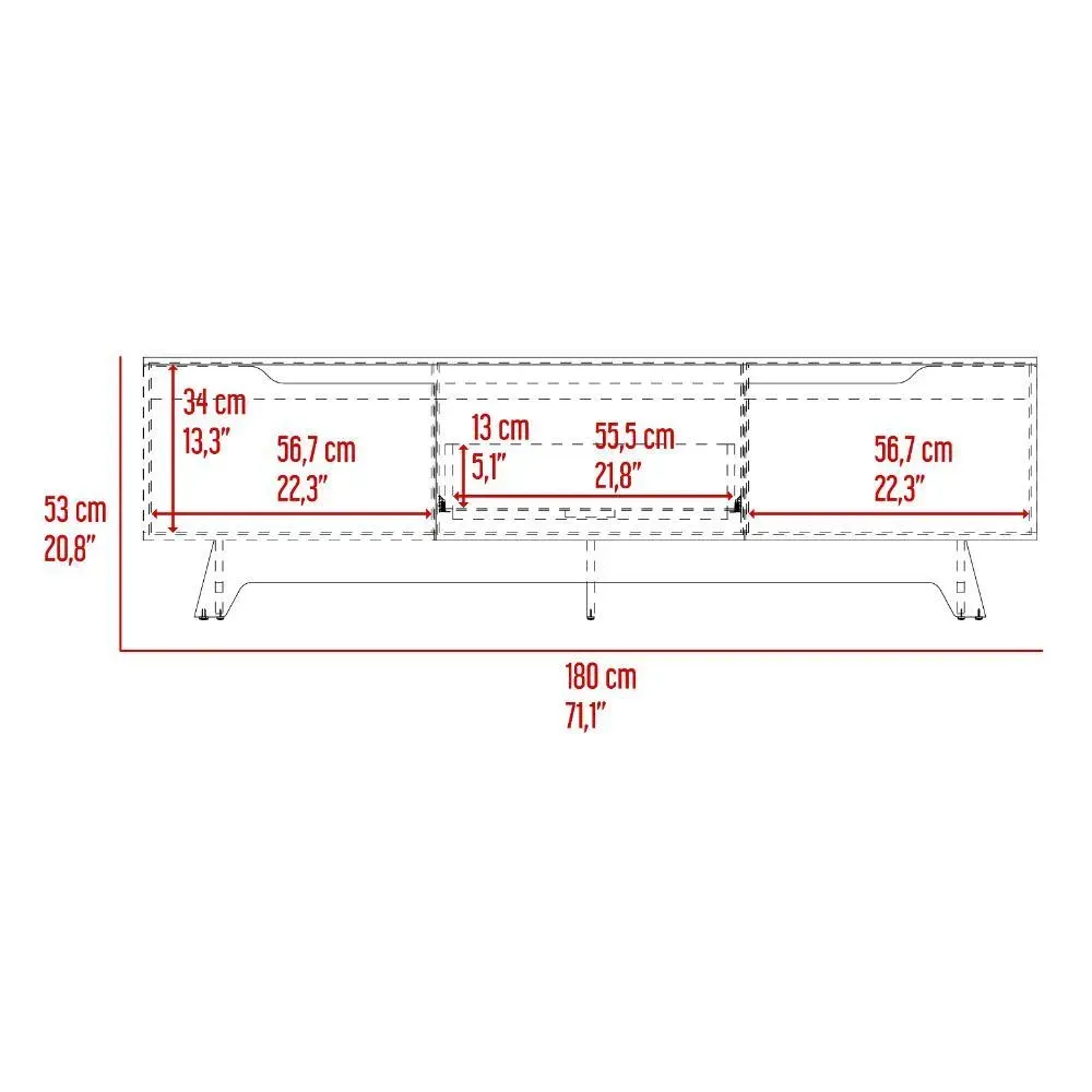 Mesa Para Tv Toulo, Wengue Y Fresno, Con Espacio Para TV De 80''