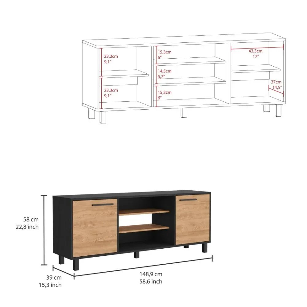 Mesa Para Tv Wesley, Wengue Y Miel, Con Espacio Para Televisor De 65 Pulgadas ZF