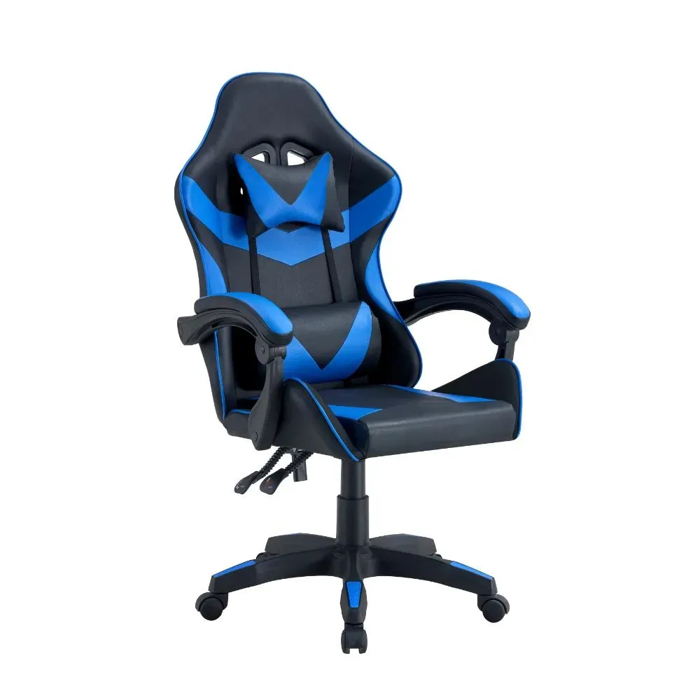 Silla Gamer Bmg-17, Negro Y Azul, Con Cómodo Espaldar Y Rodachines