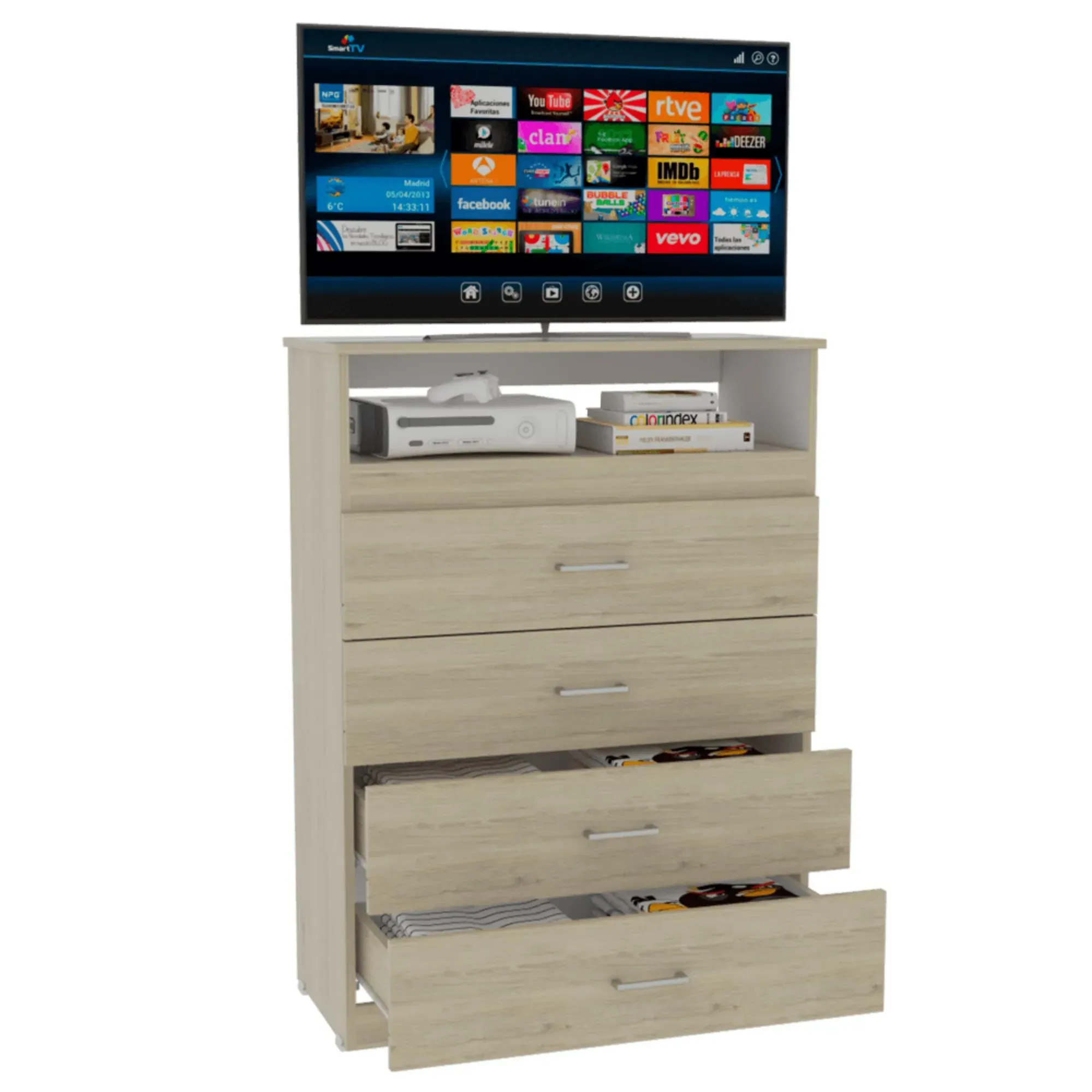 Organizador Barlovento, Beige y Blanco, Con Cuatro Cajones