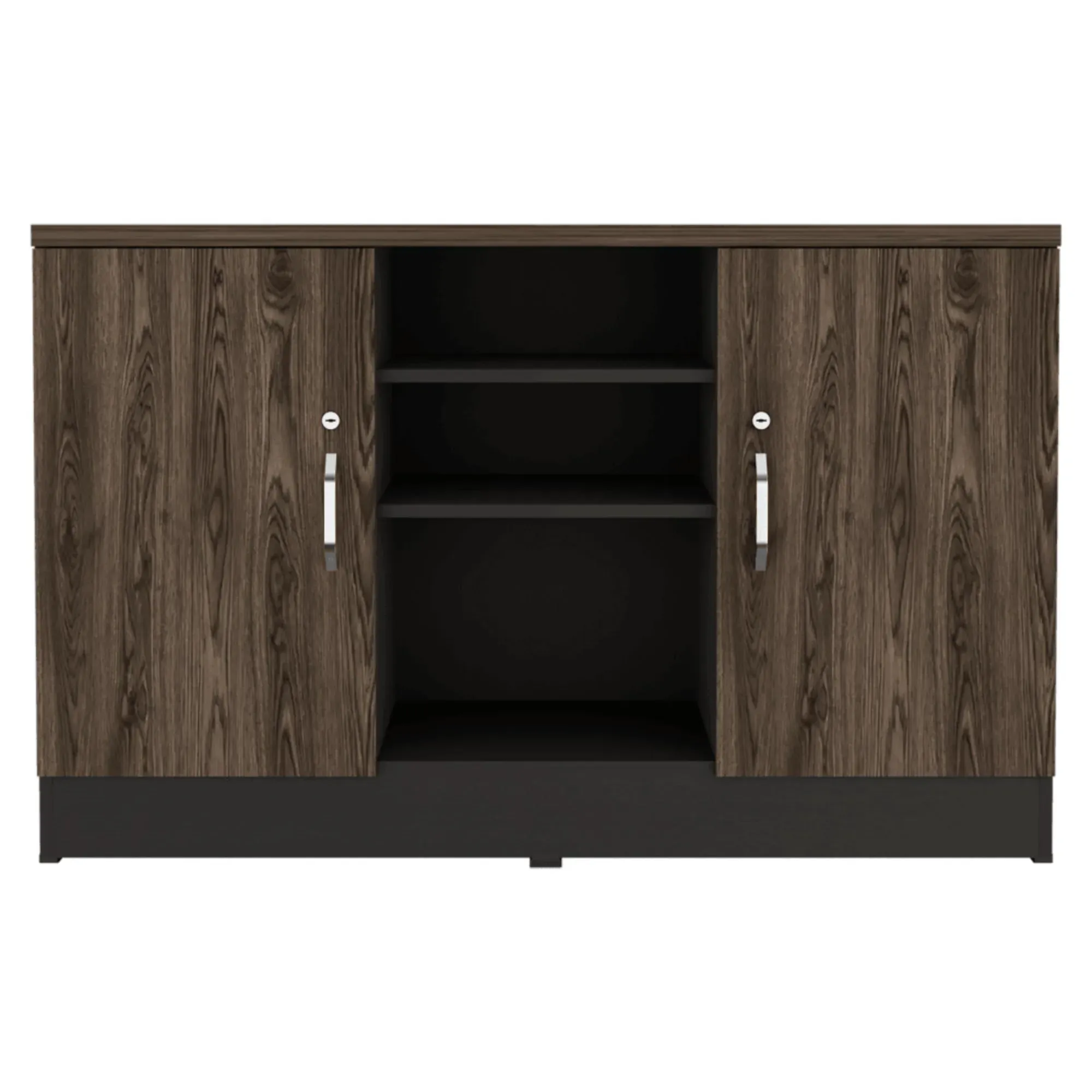 Mueble Auxiliar Recibidor Concept, Negro Soft y Chocolate, Con Dos Puertas Batientes