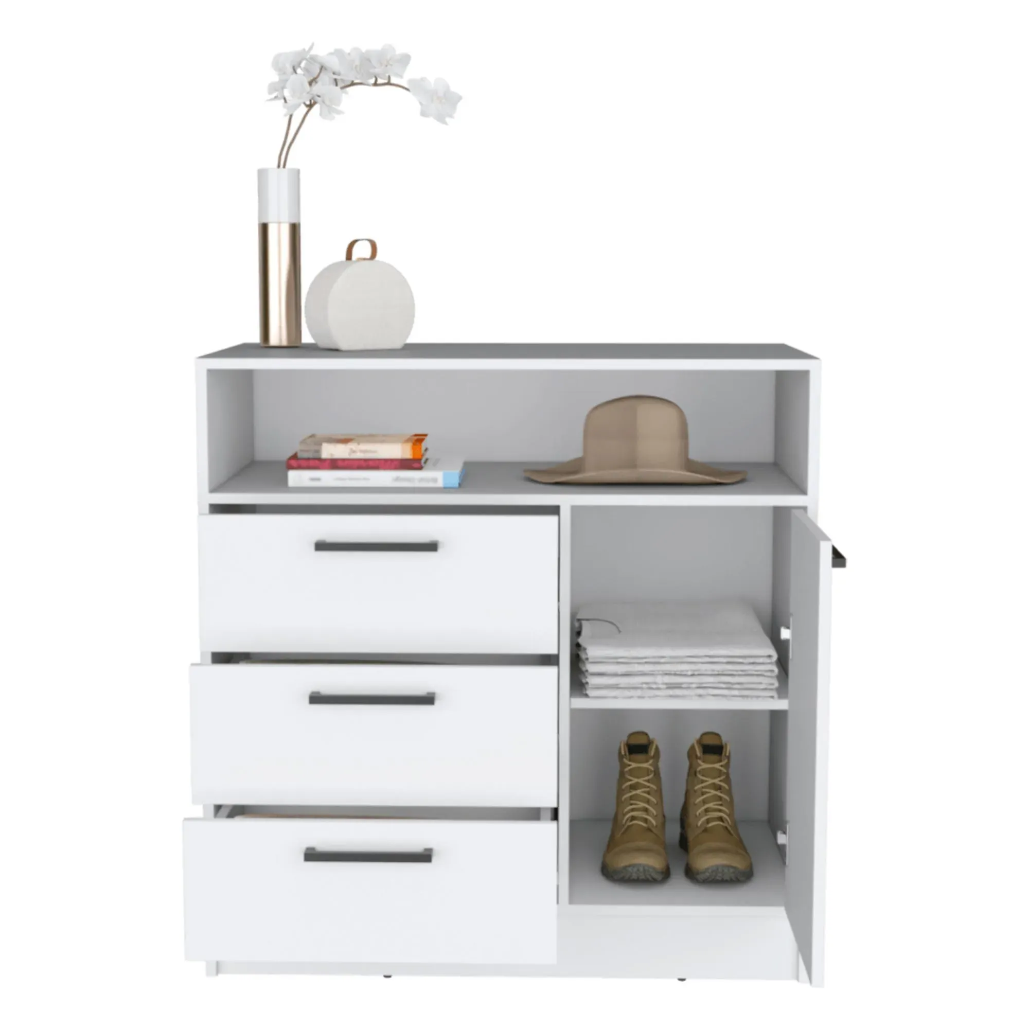 Organizador Omex, Blanco, Con Tres Cajones y Una Puerta Abatible ZF