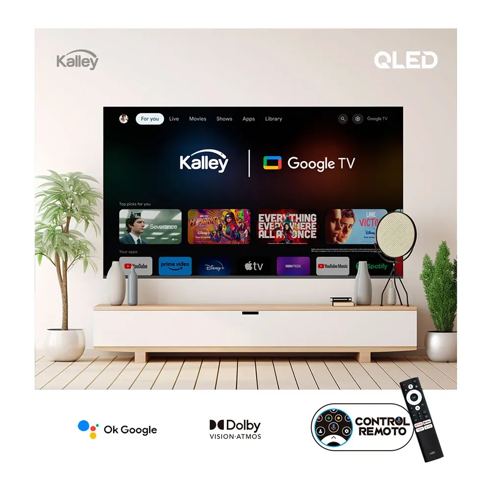 Televisor Kalley 70" Pulgadas, GTV - QLED - 4K - UHD, Color Negro