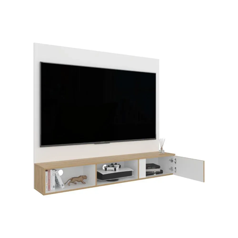 Panel para TV Light, Blanco Duqueza Y Fresno Europeo