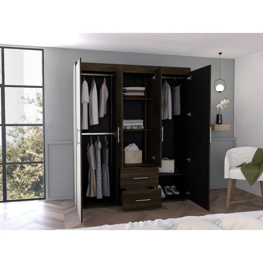 Closet Bariloche Eco 178x150, Nogal Europeo Y Wengue