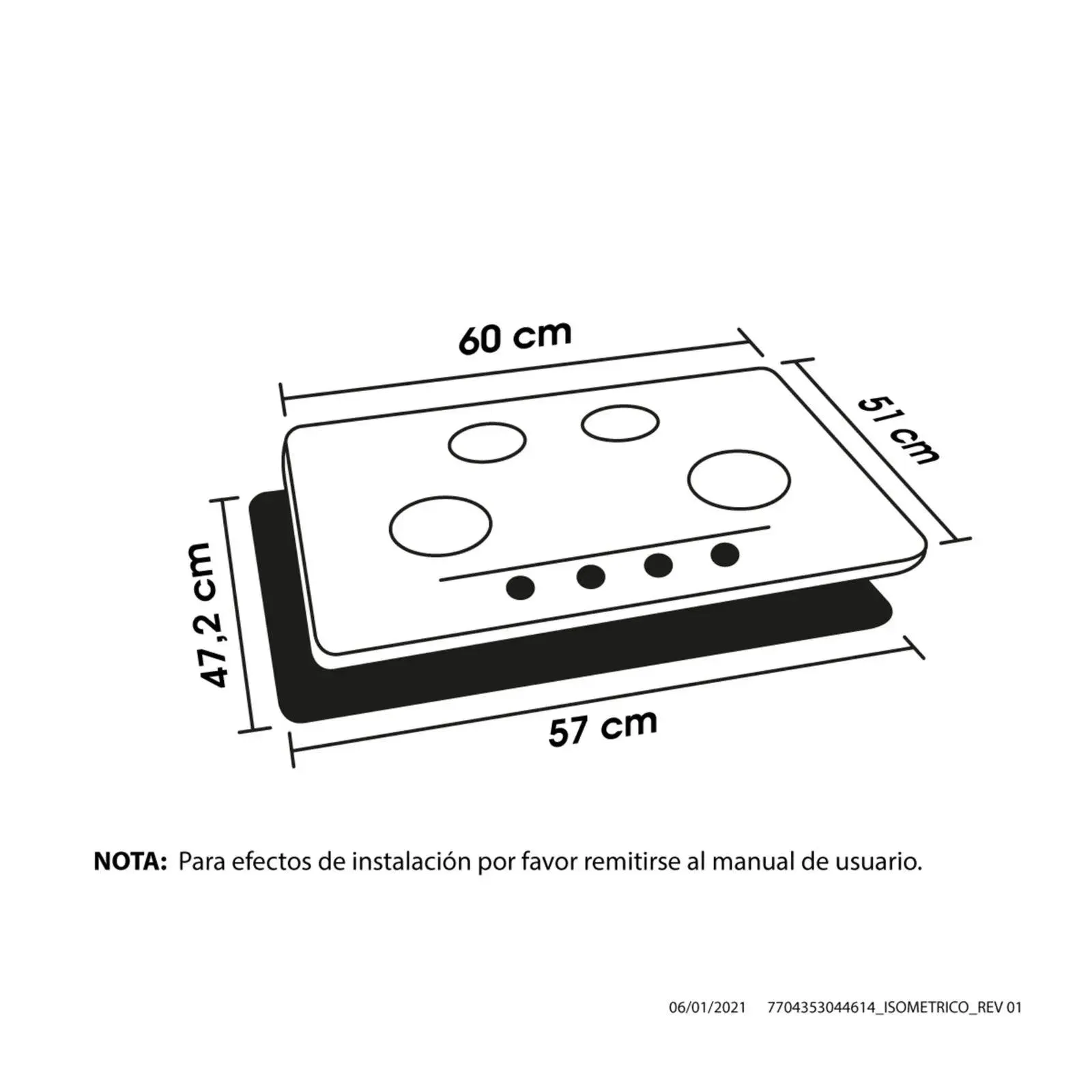 Estufa De Empotrar Inox 60X50 Cm Hierro Fundido Gas Natural Haceb