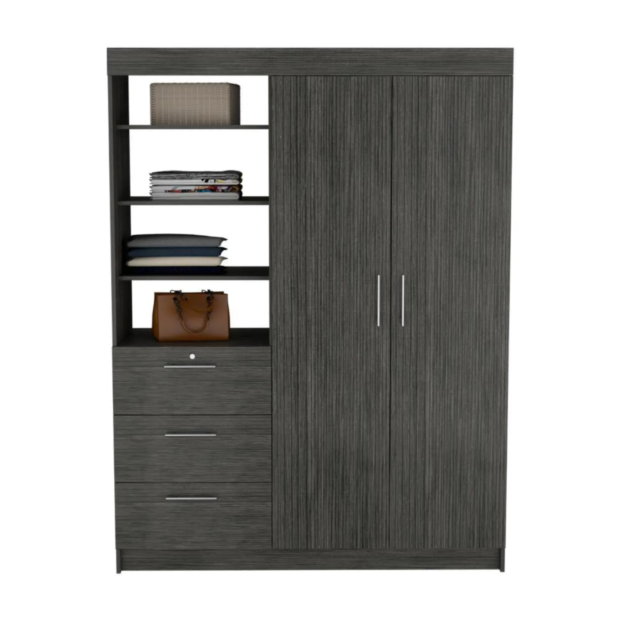 Closet Pekín, Gris, Con Dos Puertas Abatibles y Tres Cajones Organizadores ZF