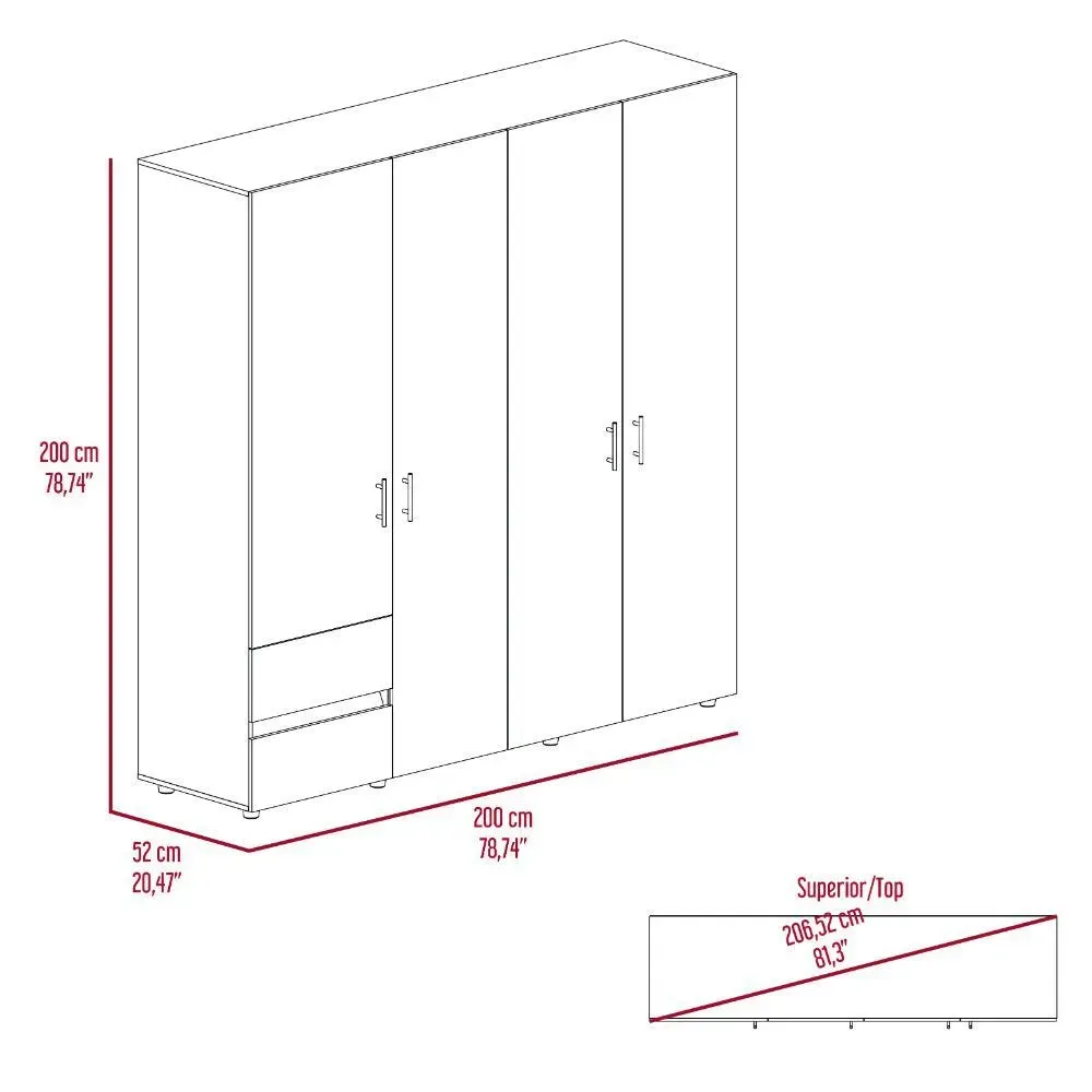 Closet Light 200, Nogal Y Wengue, Con Amplios Espacios De Almacenamiento