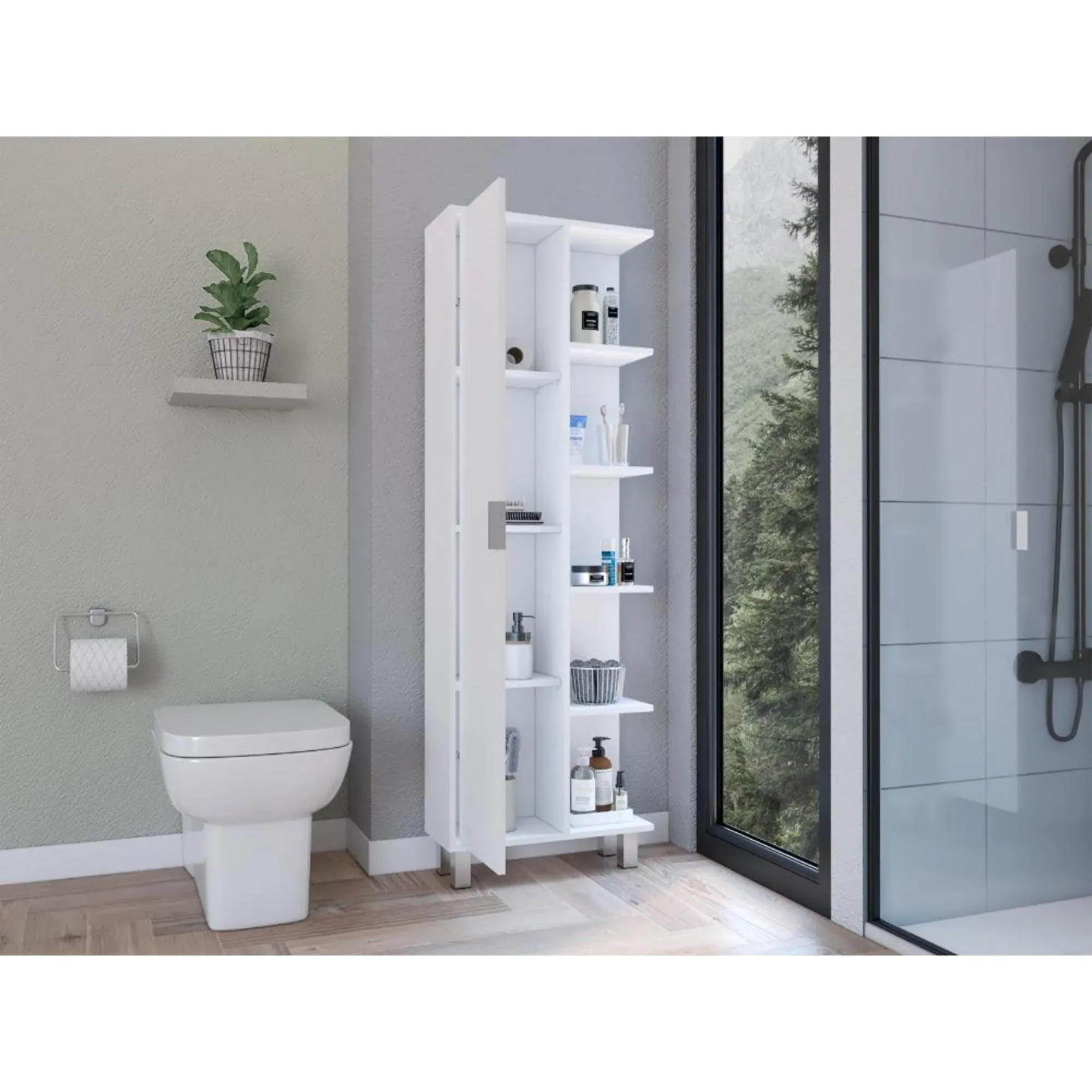 Mueble Auxiliar De Baño Crovic, Blanco, Con Puerta Abatible ZF