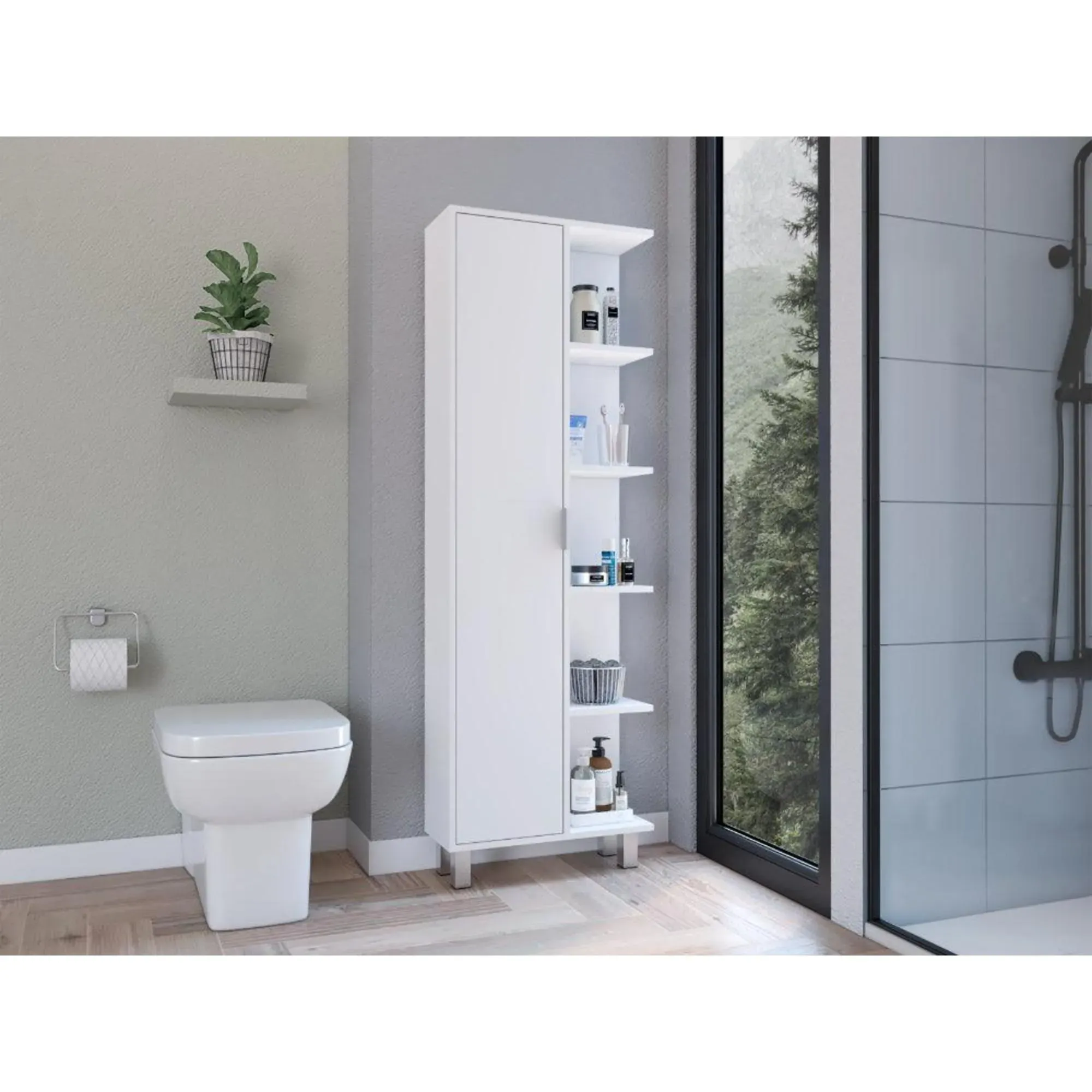 Mueble Auxiliar De Baño Crovic, Blanco, Con Puerta Abatible ZF