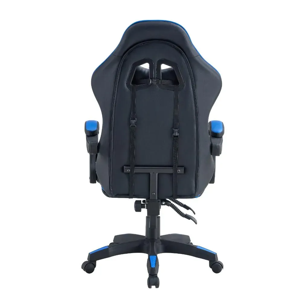 Silla Gamer Bmg-17, Negro Y Azul, Con Cómodo Espaldar Y Rodachines