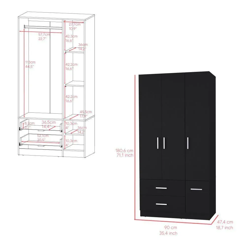 Closet Cebres, Wengue, Con Cuatro Puertas Y Dos Cajones ZF