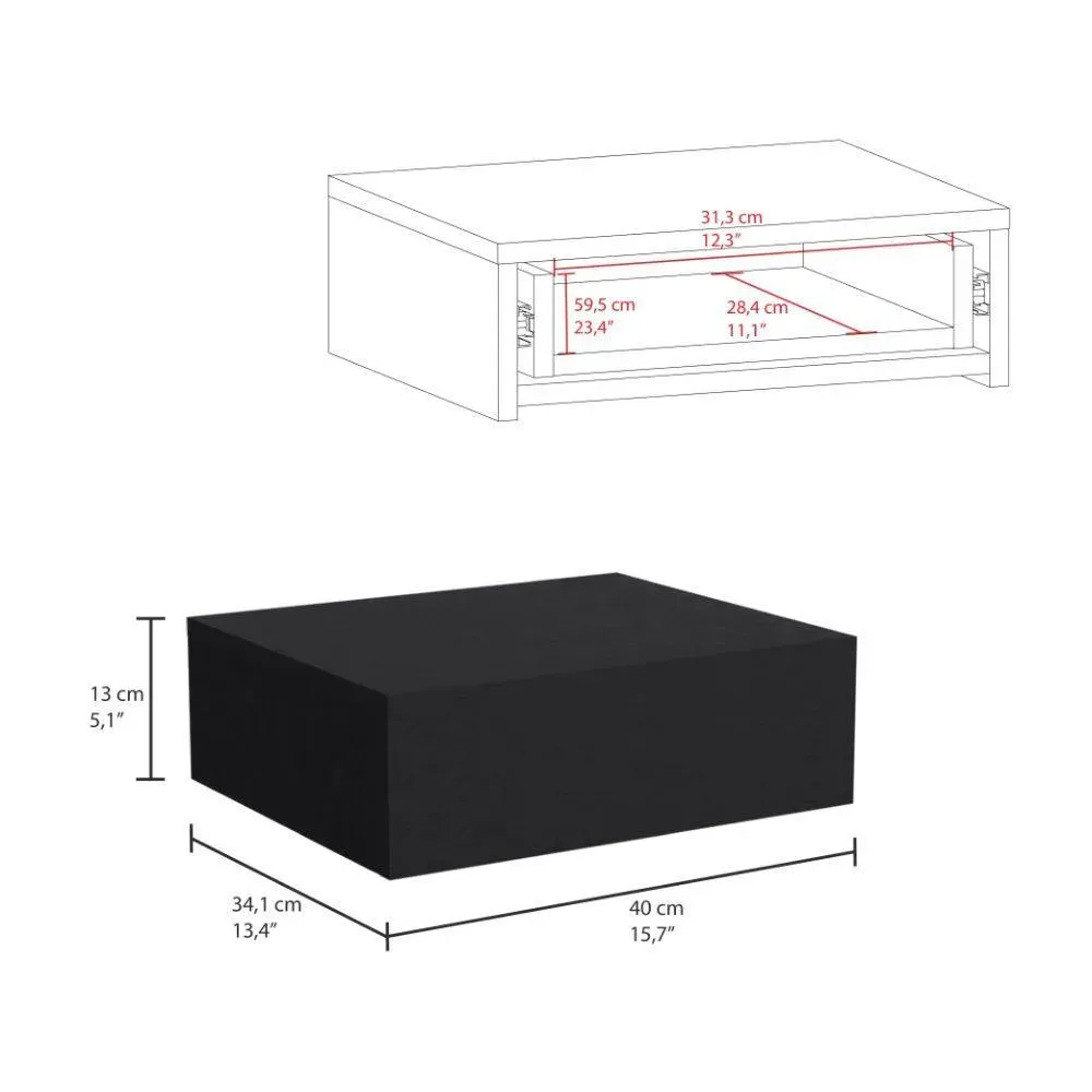 Mesa De Noche Flotante Milano, Wengue, Con Un Cajón ZF