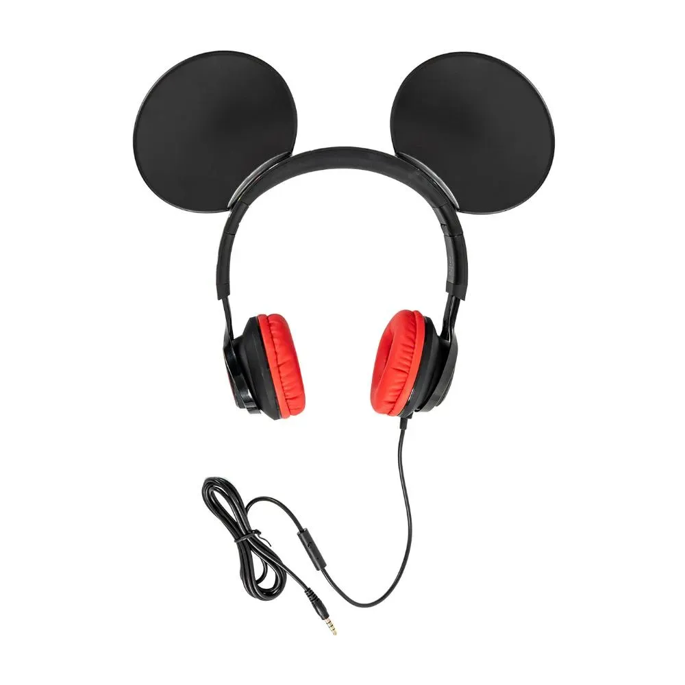 Audífonos De Diadema Kalley Alámbricos On Ear Mickey Mouse De Disney Negro Y Rojo