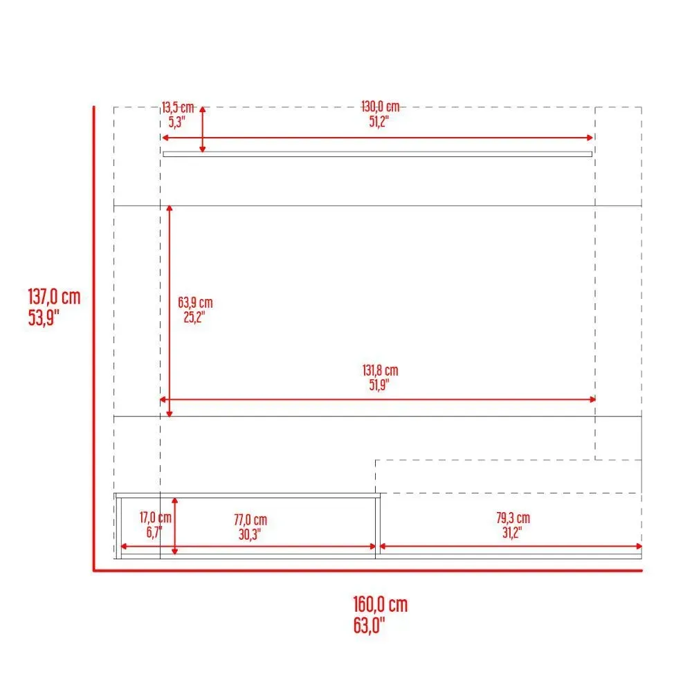 Panel De Tv Ascher, Para Tv De Hasta 70 Pulgadas, Fresno Europeo y Wengue