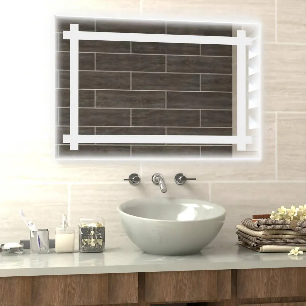 Espejo Rectangular Broni, Gris, Con Luz Led