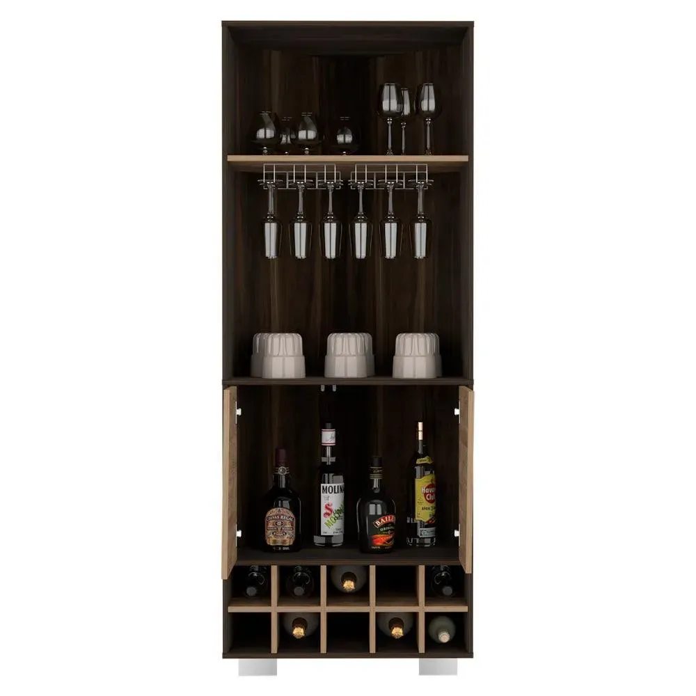 Bar Esquinero Orus, Caoba, Con Espacio Para Botellas Y Porta Copas