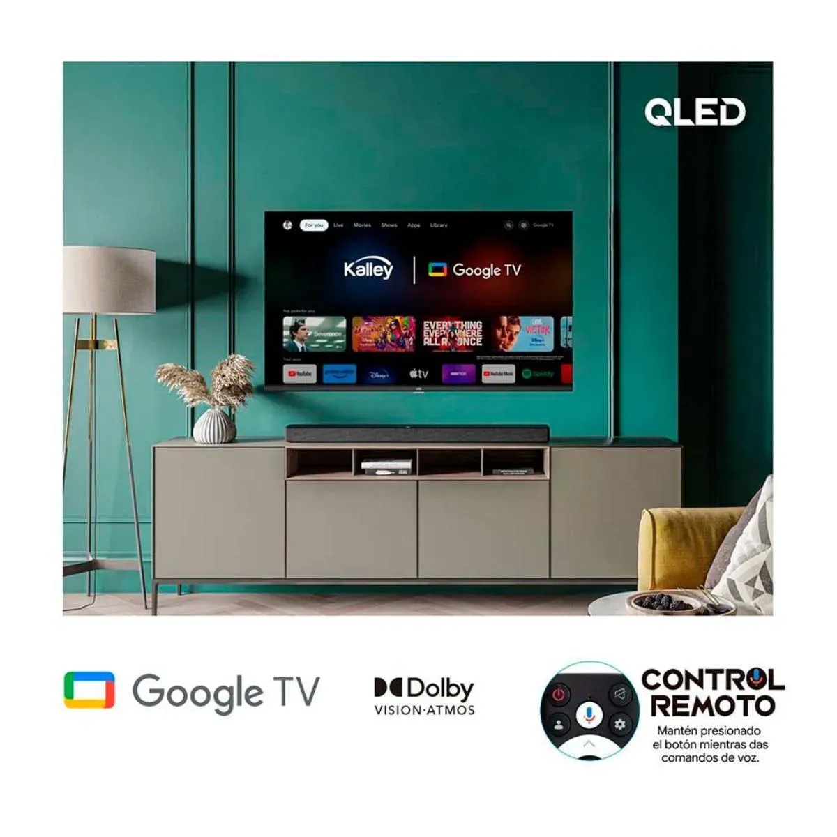 Tv Kalley 50" Con Sistema Google Tv, Pantalla 4K Uhd Con Tecnología Qled