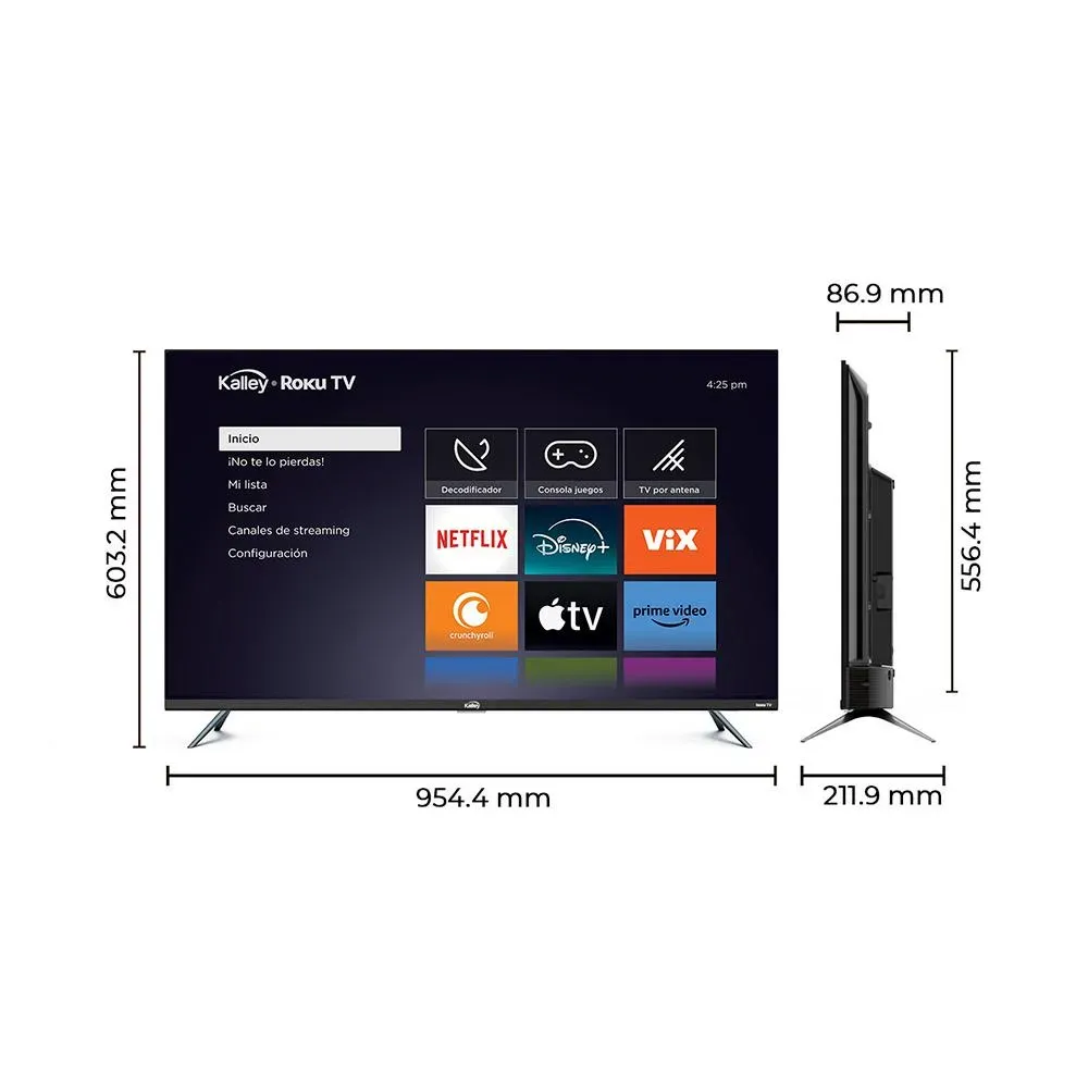 Televisor Kalley 43" Pulgadas, Roku TV - Full HD Color Negro