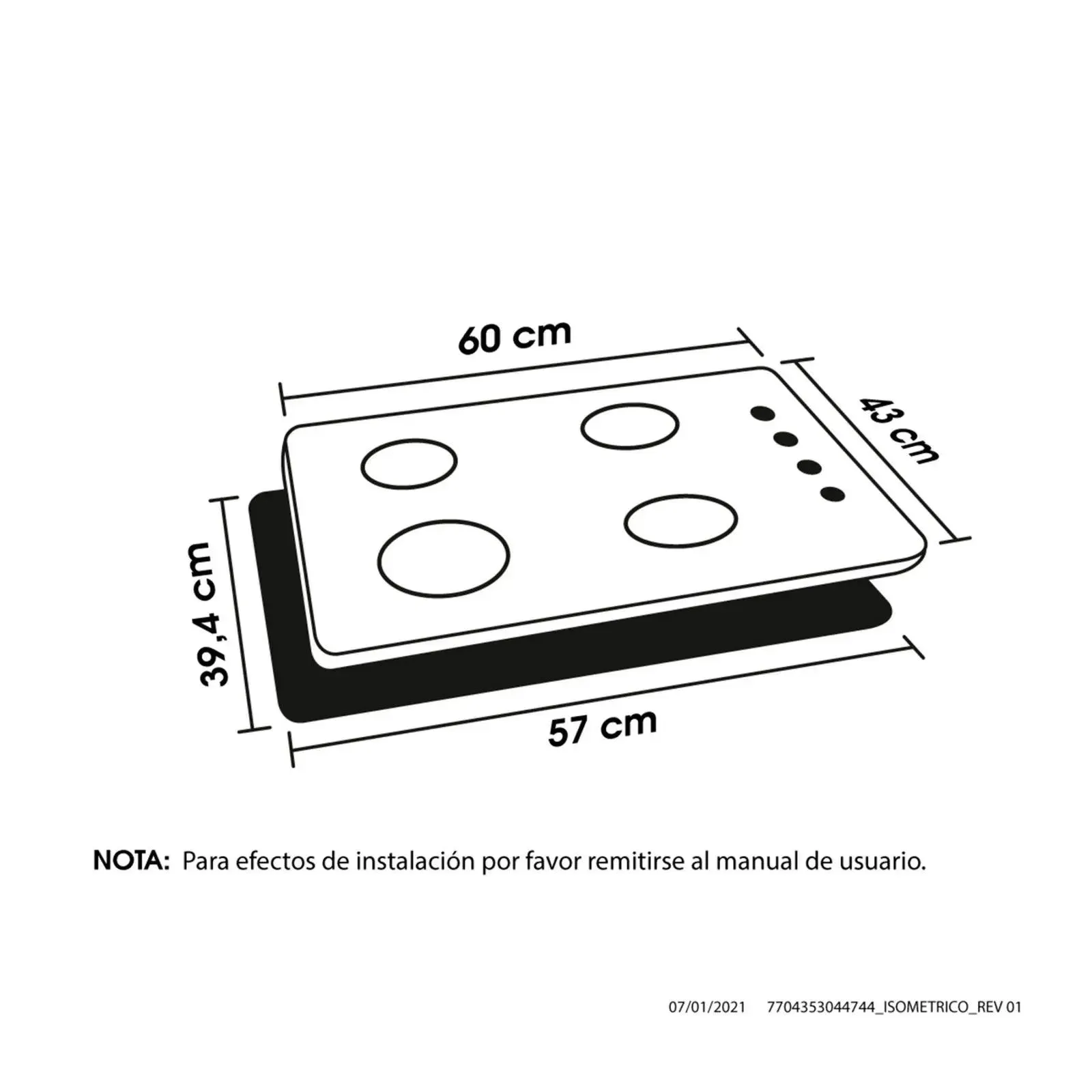 Estufa De Empotrar Inox 60X43 Cm Mixta 120V Gas Natural Haceb