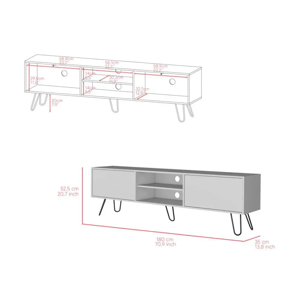 Mesa Para Tv Lara, Blanco, Para Televisor De 70 Pulgadas