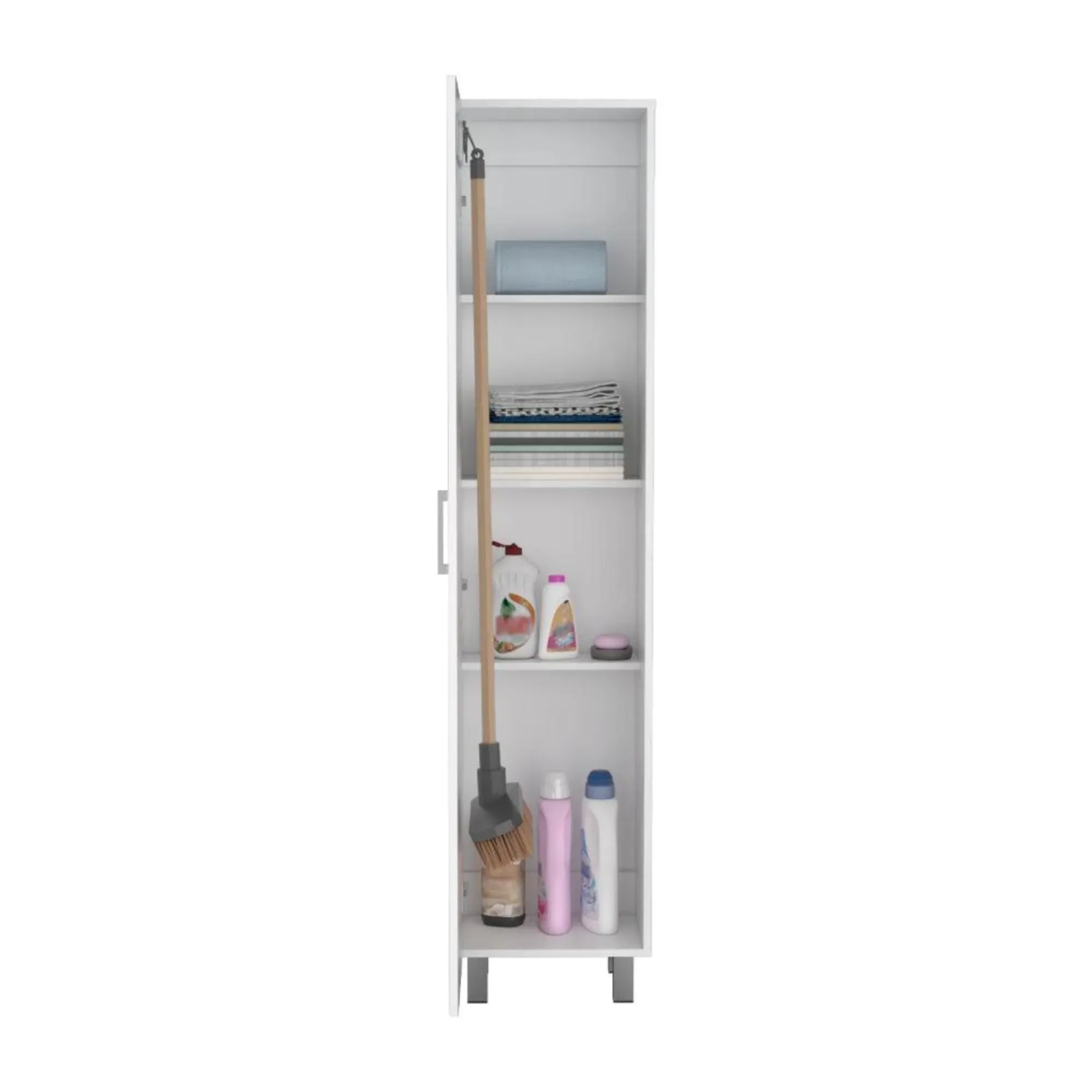 Mueble De Aseo Vinto, Blanco, Con Colgador De Escobas ZF