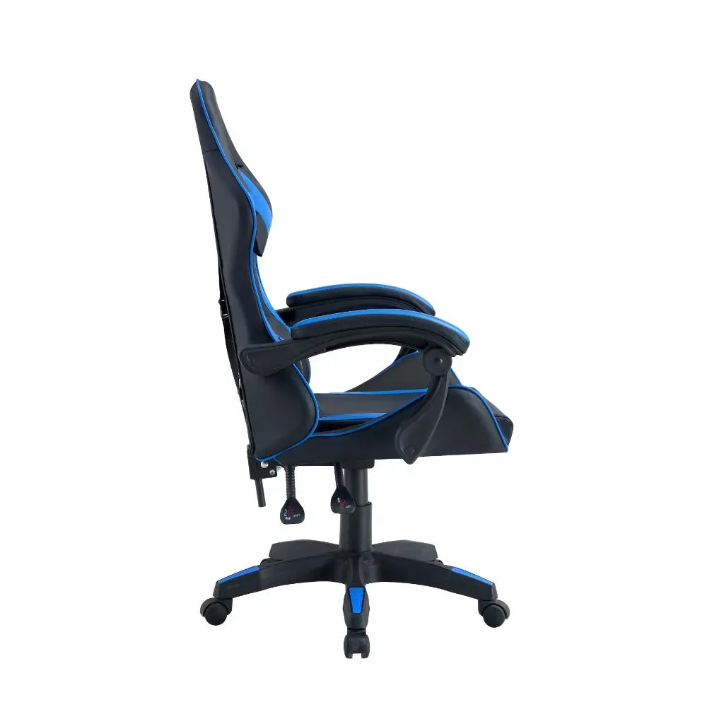 Silla Gamer Bmg-17, Negro Y Azul, Con Cómodo Espaldar Y Rodachines