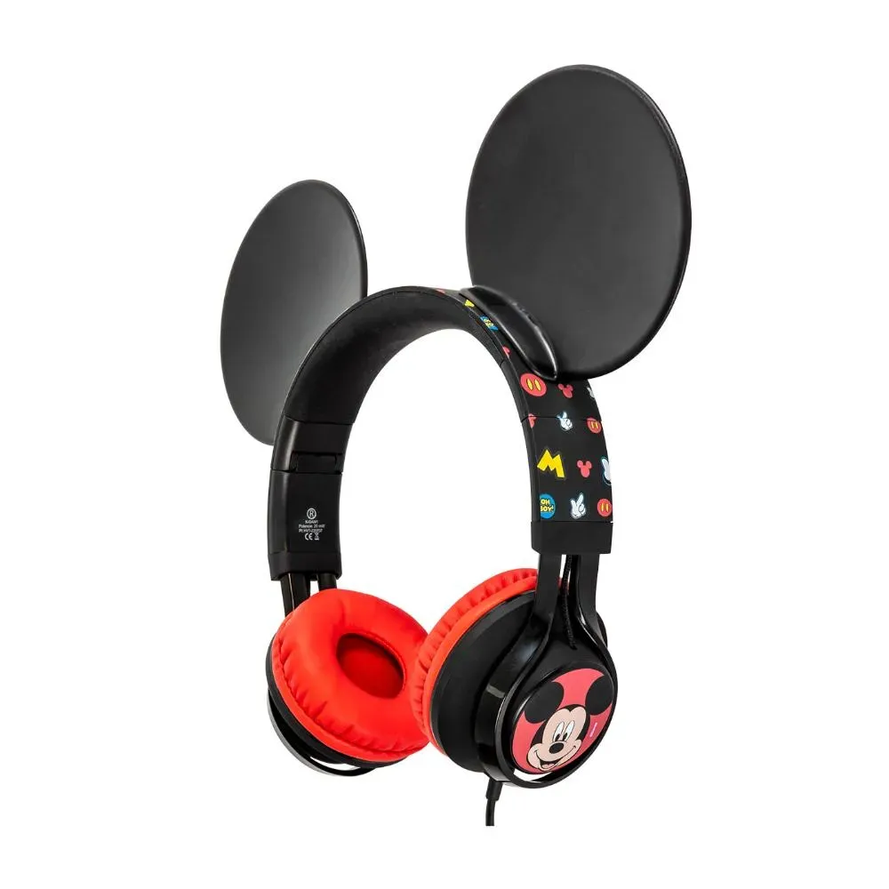 Audífonos De Diadema Kalley Alámbricos On Ear Mickey Mouse De Disney Negro Y Rojo