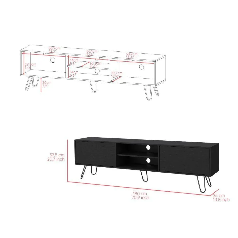 Mesa Para Tv Lara, Wengue, Para Televisor De 70 Pulgadas