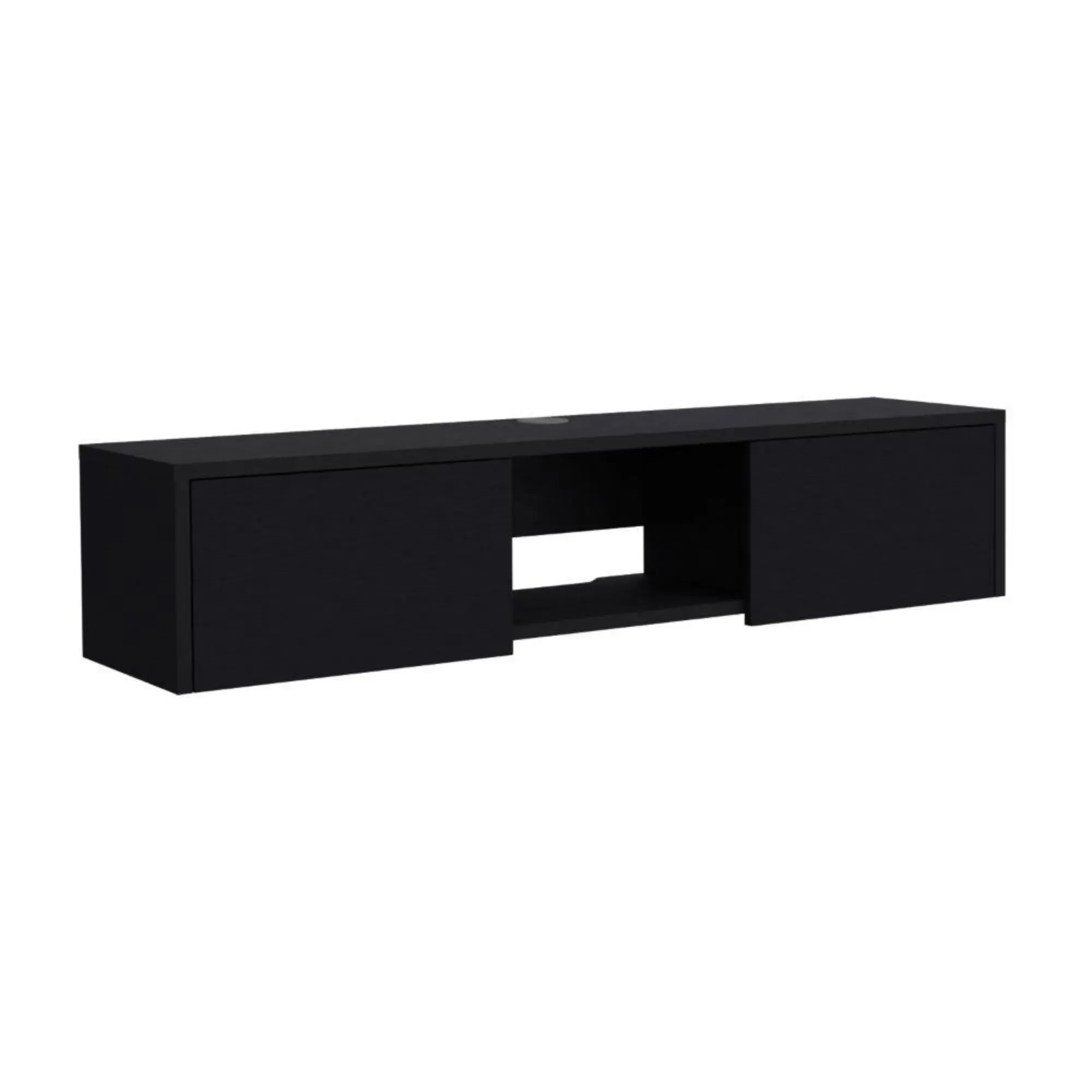 Mesa Para Tv Flotante Gleid, Wengue, Con Dos Puertas Abatibles