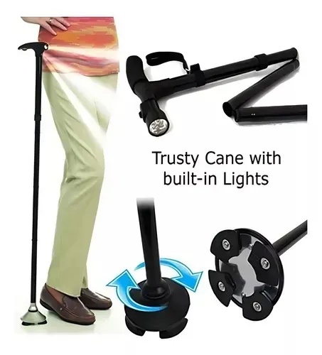 Baston Ortopedico Trusty Cane Con Linterna Luz Led Plegable