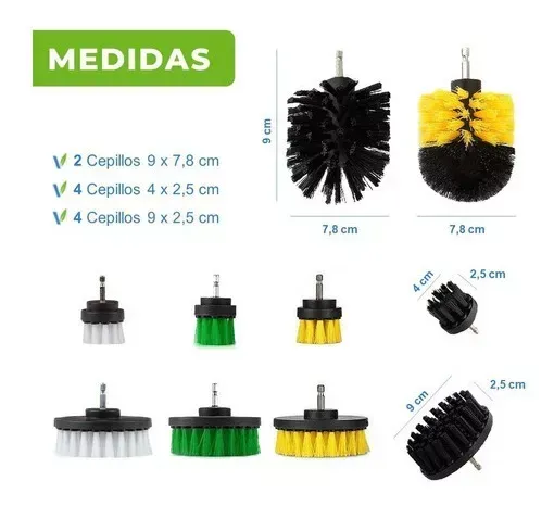 Cepillos De Limpieza Para Taladro Set X10 Auto Hogar