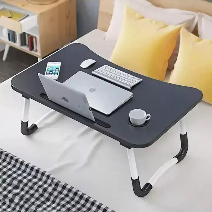 Mesa Portátil Plegable Multiusos Tableta Sofá Café Cama Color Negro Con Gris