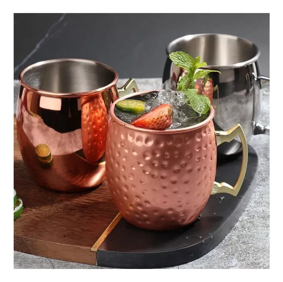 Taza De Cóctel Dorada Moscow Mule Exquisite Cobre Martillado De Acero Inoxidable