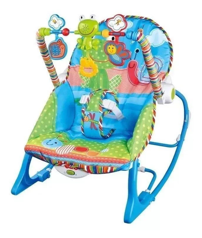 Silla Mecedora, Vibradora, Antirreflejo Y Musical Para Bebe Color Azul jungla