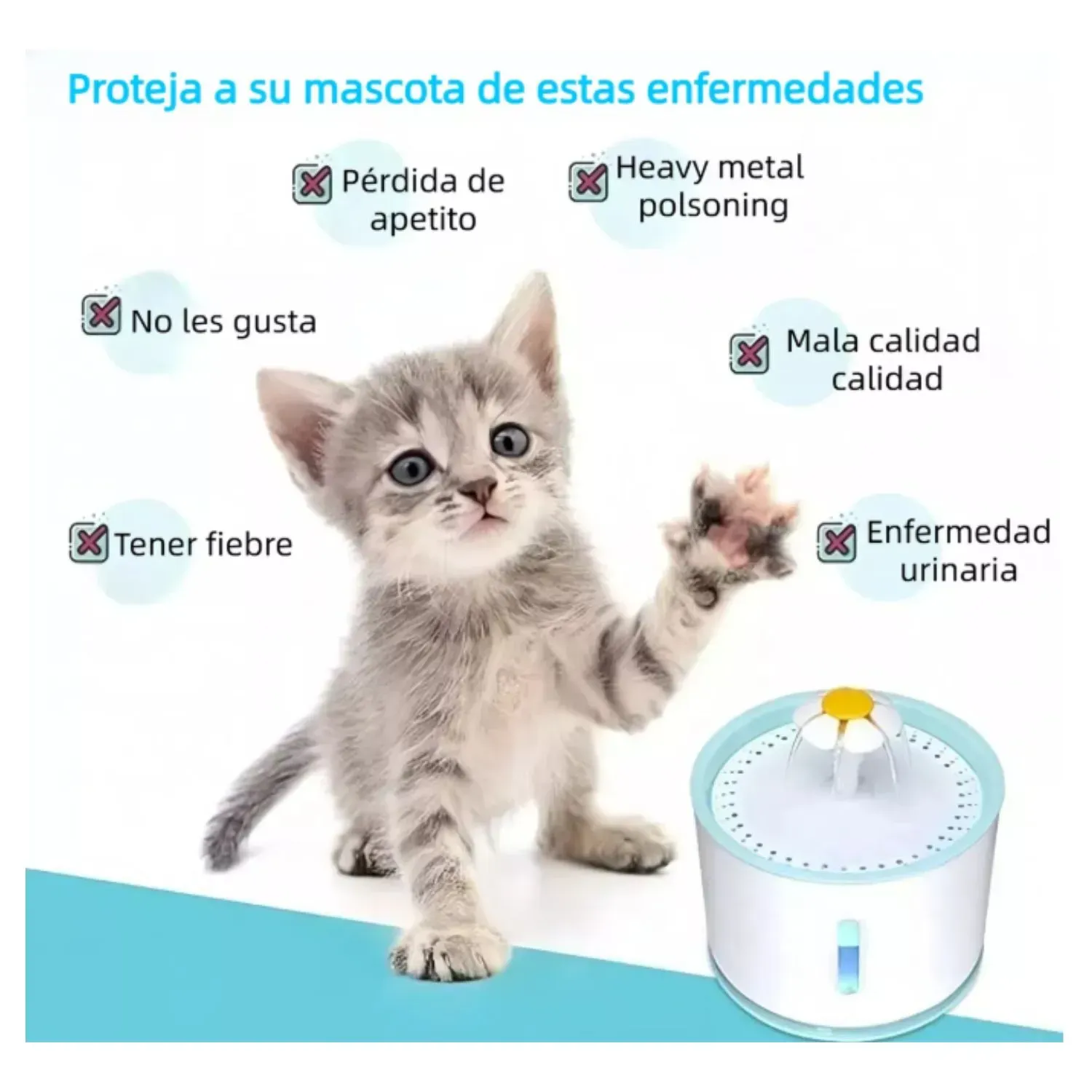 Bebedero Automático para Gato 2.4L Silencioso Seguro con Filtro