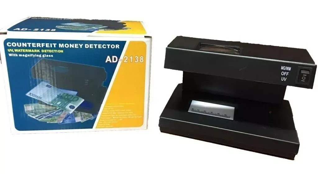 Probador Detector Billetes Falsos Luz Uv Y Lupa Ad-2138 110v