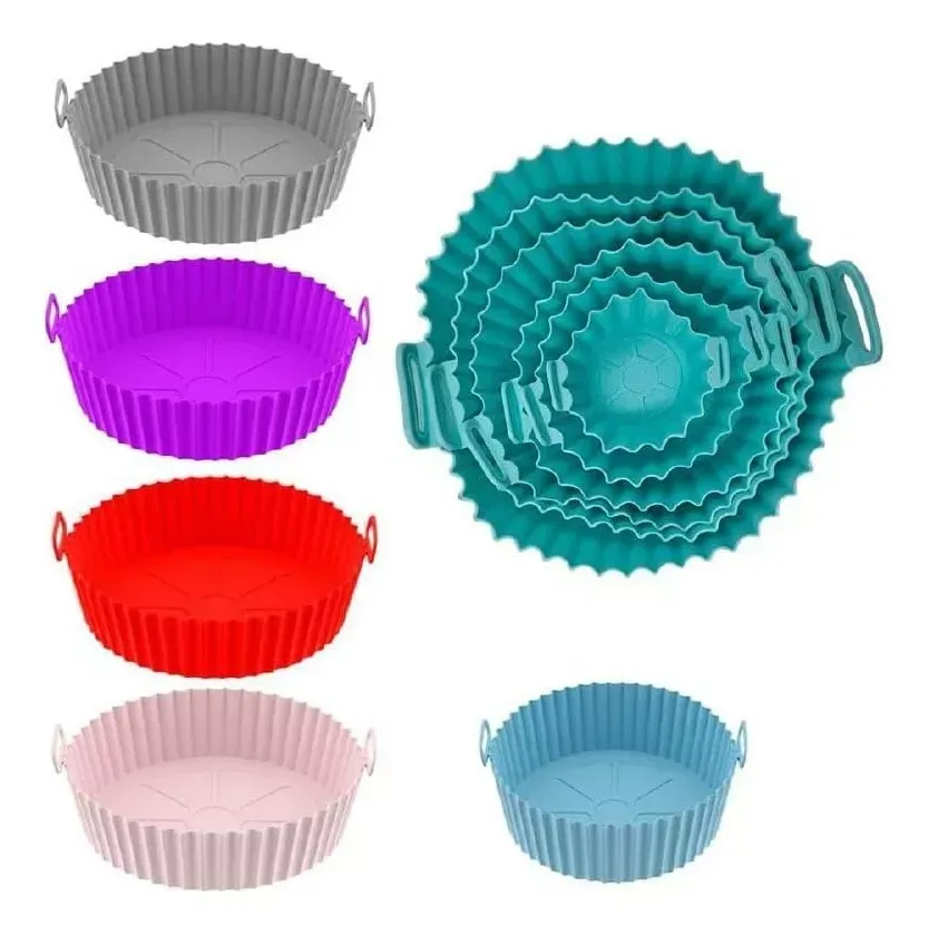 Set X6 Bandejas De Silicona Para Airfryer Freidora Protector Color Aleatorio