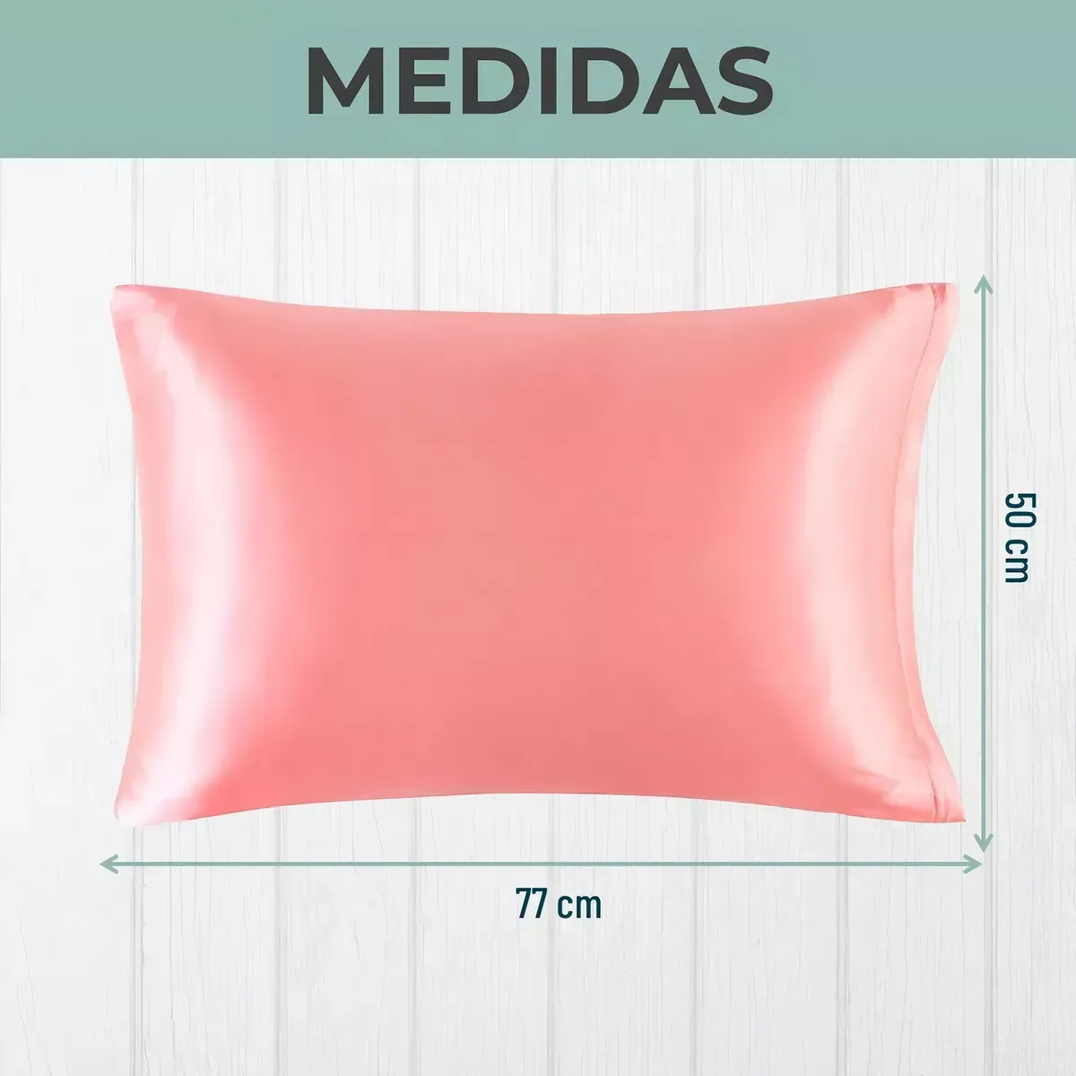 Funda Almohada Satin Tipo Seda Set 3 Unidades 50x76cm Color Coral