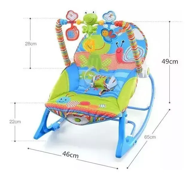 Silla Mecedora, Vibradora, Antirreflejo Y Musical Para Bebe Color Azul jungla