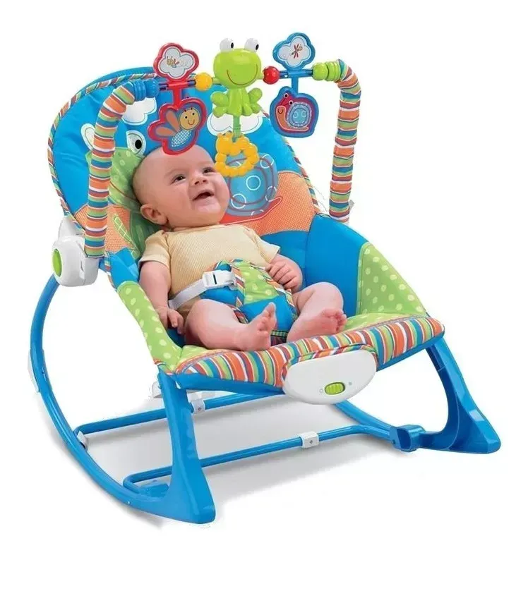 Silla Mecedora, Vibradora, Antirreflejo Y Musical Para Bebe Color Azul jungla