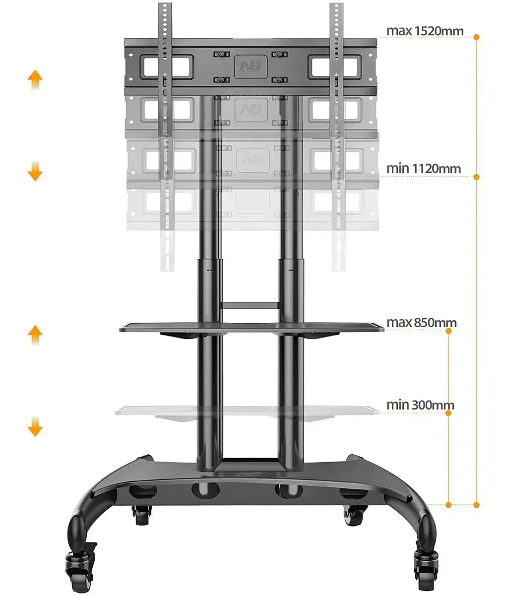 Soporte Tv Movil De Piso Nb North Bayou Ava 1500 32 A 65 Color Negro