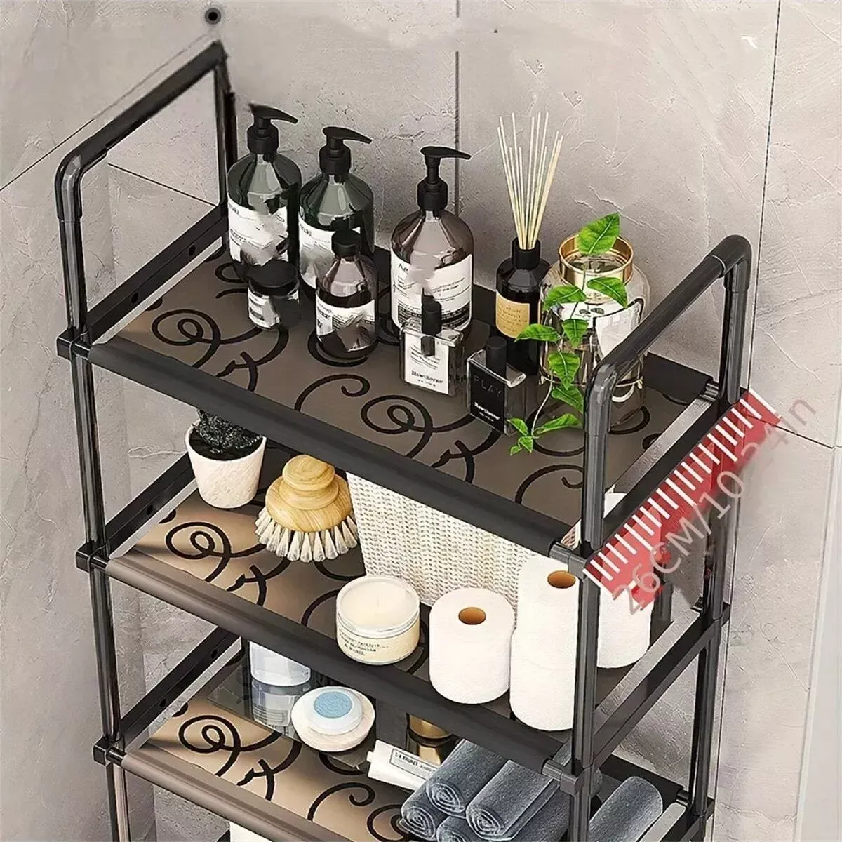 Mueble Organizador De Baño Lavadora Rack 3 Niveles Color Negro