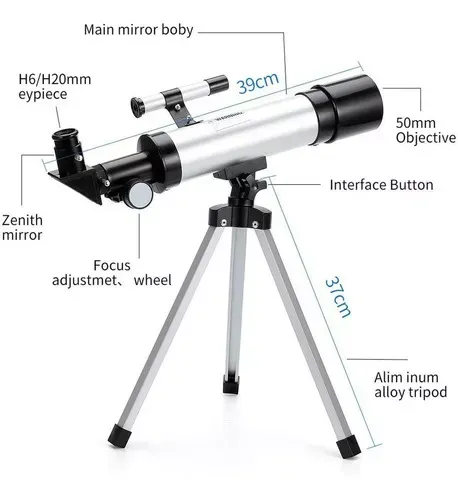 Telescopio Astronómico Zoom De 90x F36050l Color Blanco